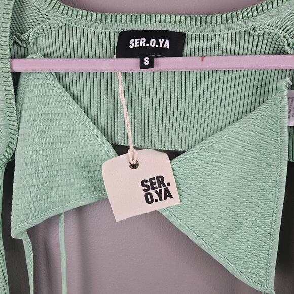 SER.O.YA Dahlia Set Top and Shrug in Green Size Small - Picture 3 of 6